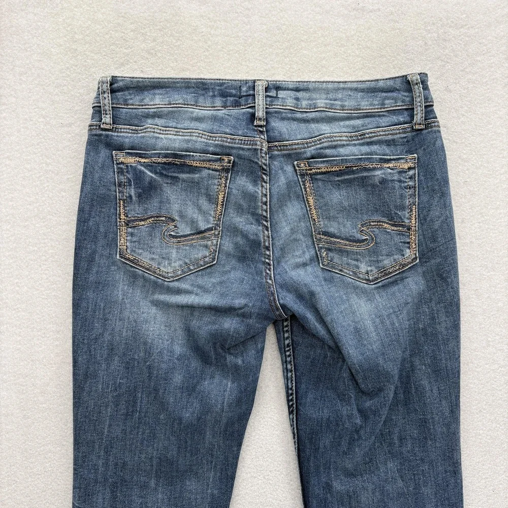 Silver Jeans Suki Slim Womens 30x27 Blue Mid Rise Distressed Stretch Denim Y2K - Picture 11 of 13